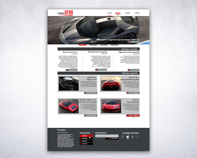 Maquette de site web pour écran d'ordinateur